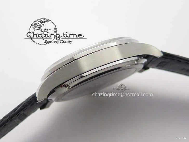 MIROTIME 0518 UrbanStyle Portuguese Tourbillon Power Reserve Moonphase SS White Dial On Black Leather Strap 7318